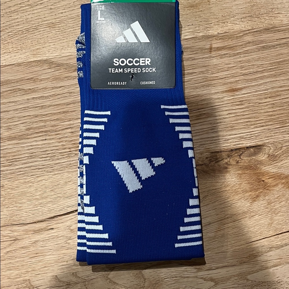 Adidas Team Speed Athletic Socks in Blue and White